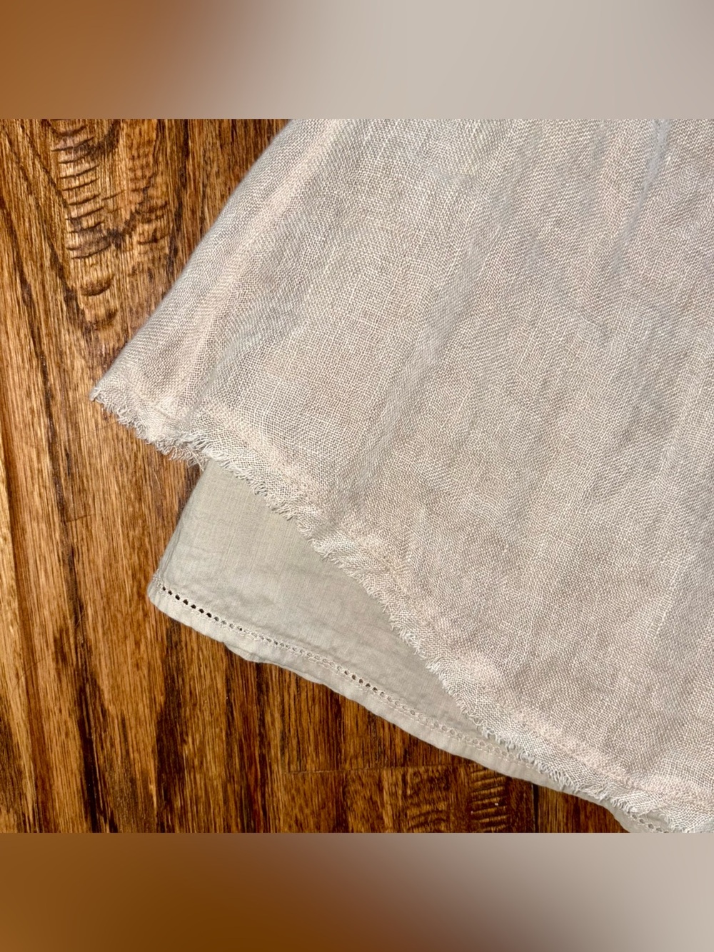 Eileen Fisher 100% linen beige midi skirt raw hem Lagenlook size PL petite large - Picture 5 of 6
